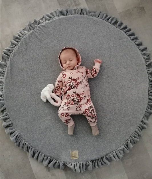 MeowBaby Spielmatte Velvet mit Volant 100cm kreisförmig