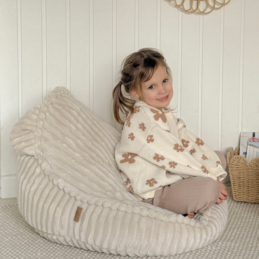 MeowBaby Kindersessel Bären-Sitzsack Churros - Plüsch-Cord Edition
