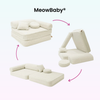 Meowbaby Kindersessel 3‑in‑1 Bearly - Faltbare Kindercouch & Spielmatratze - Soft Teddy Edition