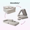 Meowbaby Kindersessel 3‑in‑1 Bearly - Faltbare Kindercouch & Spielmatratze - Soft Teddy Edition