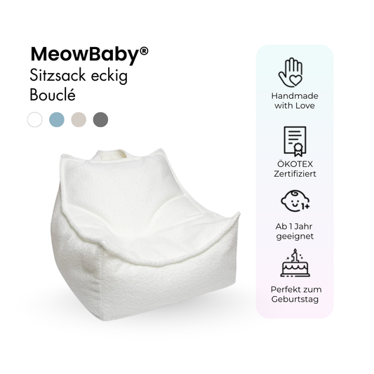 MeowBaby Kindersessel eckig - Premium Bouclé