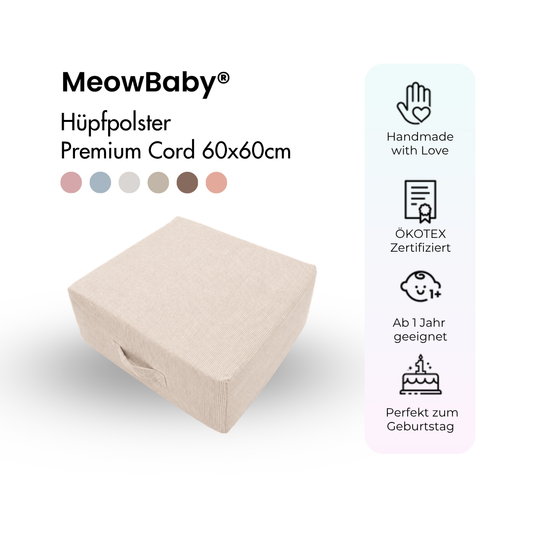 MeowBaby Hüpfpolster Premium Cord -  60x60cm
