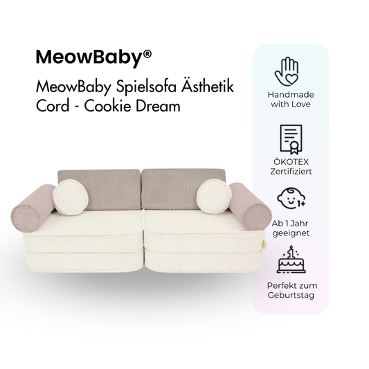 MeowBaby Spielsofa Ästhetik Cord Cookie Dream - Classic Cord Edition
