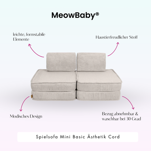 MeowBaby Spielsofa Ästhetik Cord Mini Basic - Classic Cord Edition