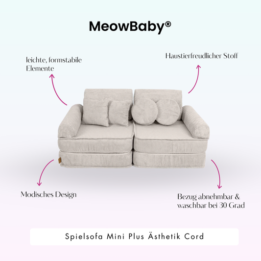MeowBaby Spielsofa Ästhetik Cord Mini Plus - Classic Cord Edition
