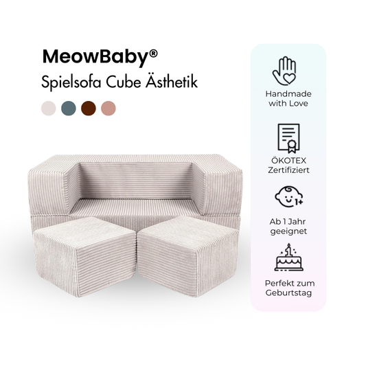 MeowBaby Spielsofa Ästhetik Cord Cube - Classic Cord Edition