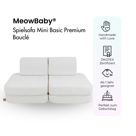 MeowBaby Spielsofa Mini Basic Premium Bouclé - cremé/weiss