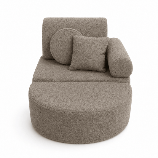 MeowBaby Kindersessel 3-in-1 Max Bouclé - faltbare Kindercouch & Spielmatratze