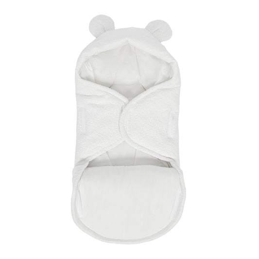 MeowBaby Einschlagdecke mit Teddyohren Bouclé - creme/weiß