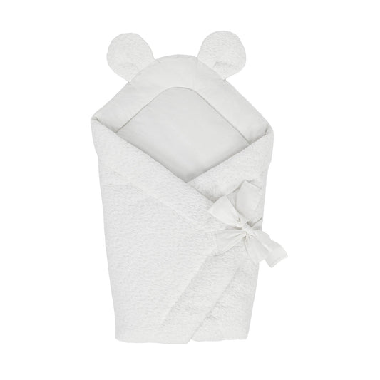 MeowBaby Einschlagdecke zum Schlafen und Kuscheln Bouclé - creme/weiß