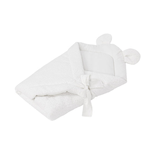 MeowBaby Einschlagdecke zum Schlafen und Kuscheln Bouclé - creme/weiß
