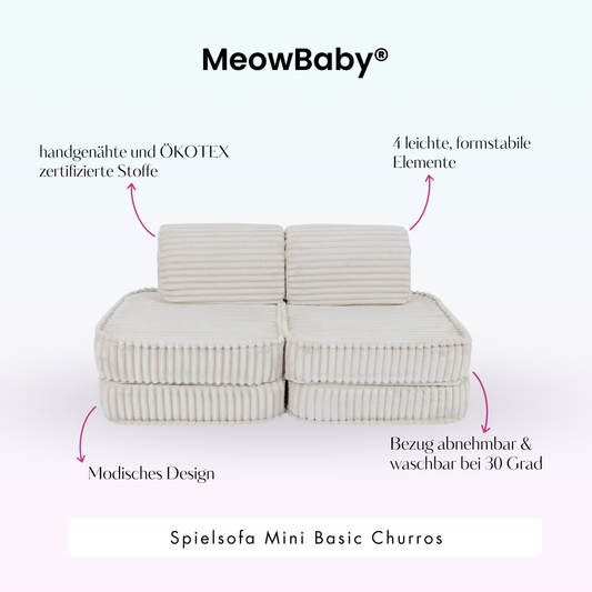 MeowBaby Spielsofa Mini Basic Churros - Plüschcord Edition